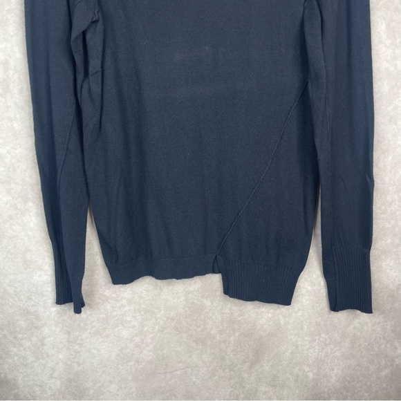 Brochu Walker Asymmetrical Knit Cashmere Blend Turtleneck Sweater In Blue Sz M - Picture 5 of 7